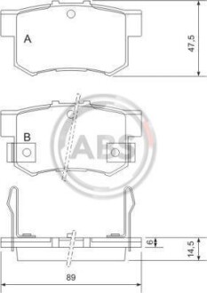 Гальмівні колодки зад. Civic 98-/Accord 90-03 (Akebono) (47,8x88,9x14,5) A.B.S. 36757 (фото 1)