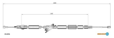 AUDI трос ручного гальма TT 98- 1665/1105 ADRIAUTO 03.0256