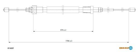 CITROEN трос ручного гальма бараб. 1705/880 мм C3 II, DS3 ADRIAUTO 07.0297