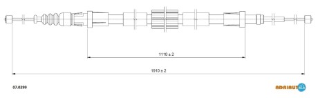 CITROEN трос ручного гальма пр./лів. C3 Picasso 10- ADRIAUTO 07.0299