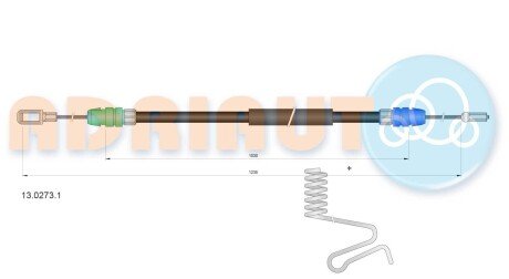 FORD трос ручного гальма задн. прав.1235/1030 мм TRANSIT 06- ADRIAUTO 13.0273.1