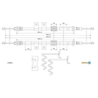 FORD трос ручного гальма (довга база) Transit Connect 02- (1985/1860mm) ADRIAUTO 13.0290.1