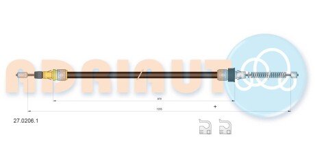 SMART трос ручного гальма 1035/870+1035/870 мм ROADSTER 03- ADRIAUTO 27.0206.1