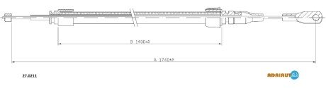 Трос гальмівний MERCEDES 200D-220D-230-240D/TDCentr. 76-/250T-280-300D/TDCentr. 76- ADRIAUTO 270211 (фото 1)