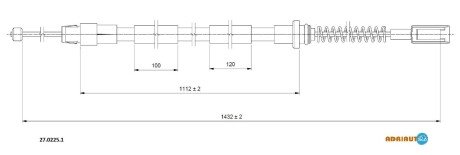 A_Трос гальмівний MERCEDES Sprinter all pt 5t double wheelsLH-RH06-/Crafter 50 pt. 5t double ADRIAUTO 2702251