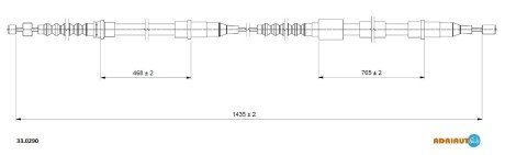 OPEL трос ручного гальма задн. лів.Corsa C 01- ADRIAUTO 33.0290