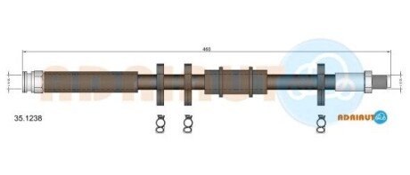 FIAT гальмівний шланг передній (короткий) Ducato 94- ADRIAUTO 35.1238