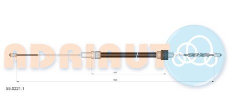 SEAT трос ручного гальма задн. 1520/825 мм Mii 1.0 11-, SKODA CITIGO 1.0 11- ADRIAUTO 55.0221.1 (фото 1)