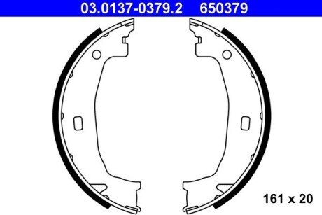 Колодки ручника BMW 1 (E81/E82)/3 (E46/E90) 98-13 (161x20) ATE 03013703792 (фото 1)