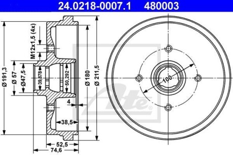 Гальмівний барабан ATE 24021800071