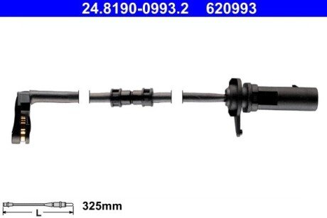 Датчик зносу гальмівних колодок (передніх) Audi A6/A7 09- (L=325mm) ATE 24.8190-0993.2 (фото 1)