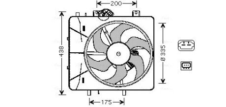 AVA CITROEN Вентилятор радіатора C2/3, Peugeot 1007/207 1.1/1.6 03- AVA COOLING CN7527 (фото 1)