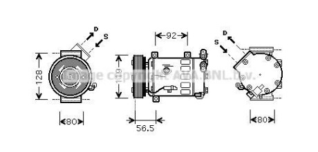 AVA CITROEN Компресор кондиціонера BERLINGO MULTISPACE 1.6 08-, BERLINGO 1.6 08-, C4 I, C5 III AVA COOLING CNAK242 (фото 1)