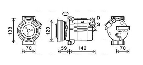 AVA CHEVROLET Компресор кондиціонера CAPTIVA 2.0-2.4 D 11-, OPEL AVA COOLING CTK063