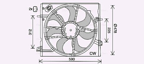 Вентилятор радіатора охолодження двигуна Nissan Qashqai II (13-), X-Trail (14-) AVA AVA COOLING DN7536