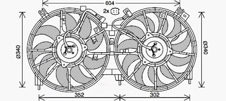 AVA NISSAN Вентилятор радіатора (2 шт) MURANO II 3.5 08-, TEANA II 2.5, 3.5 08- AVA COOLING DN7537 (фото 1)