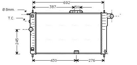 Радіатор охолодження DAEWOO NEXIA 15 MT - AC 94- (трубчато-пластинчаті) (AVA) AVA COOLING DWA2001