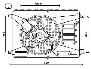 AVA FORD Вентилятор радіатора Galaxy, Kuga I, Mondeo IV, S-Max 1.6/2.0TDCi 06- AVA COOLING FD7556 (фото 1)