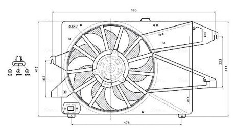 AVA FORD Вентилятор радіатора MONDEO III 00- AVA COOLING FD7713