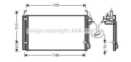Радіатор кондиціонера Hyundai Terracan (01-), Trajet (99-) AVA AVA COOLING HY5071D