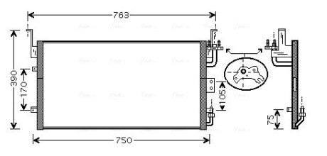 AVA HYUNDAI Радіатор кондиціонера Sonata IV 2.0/2.7, Kia Magentis 01- AVA COOLING HY5083