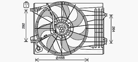 AVA HYUNDAI Вентилятор радіатора (дифузор в зборі) TUCSON 2.7 04-, KIA AVA COOLING HY7572 (фото 1)