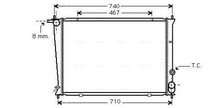 Радіатор охолодження двигуна Hyundai H100 H-1 2,5D 00>04, 04>07 MT AC+/- AVA AVA COOLING HYA2049