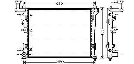 Радіатор охолодження двигуна Hyundai Elantra (06-11), i30 (07-12) AT AVA AVA COOLING HYA2180