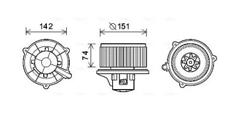 Вентилятор обігрівача салону Kia Rio (00-05) 1.3i 1.5i AVA AVA COOLING KA8224