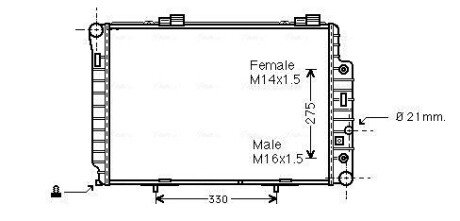 Радиатор охлаждения двигателя MB C-class (W202) (96-02) AT AVA AVA COOLING MSA2174