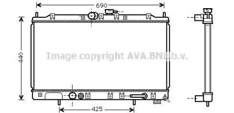 AVA MITSUBISHI Радіатор охолодження двиг. GALANT VIII 2.0 96- 2.4 99-, 2.5 96- AVA COOLING MT2123 (фото 1)