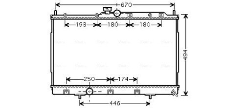 Радіатор охолодження MITSUBISHI OUTLANDER (CU2, 5W) (03-) (аналог MTА2183) (AVA) AVA COOLING MT2183