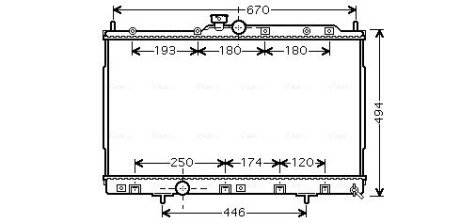Радіатор охолодження двигуна MITSUBISHI OUTLANDER (2002) 2.4 HDD MIVEC (Ava) AVA COOLING MT2184