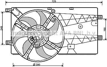 AVA CITROEN Вентилятор радіатора (з дифузором) Nemo 1.3/1.4HDI 08-, Fiat Fiorino, Qubo, Peugeot Bipper AVA COOLING PE7548