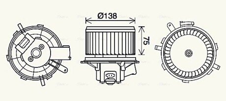 Вентилятор обігрівача салону PSA Jumper Boxer 06> manual AC AVA AVA COOLING PE8406