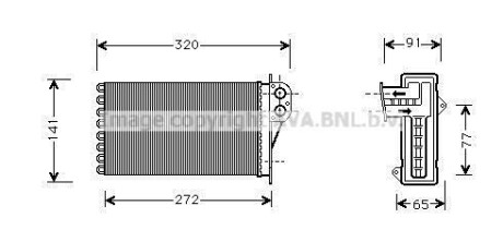 Радіатор обігрівача салону Citroen C3 (02-)/Peugeot 206 (98-), 307 (00-) AVA AVA COOLING PEA6356