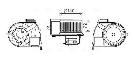 Вентилятор опалювача AVA COOLING RT8617