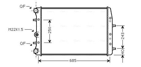 Радиатор охлаждения двигателя VW Polo (01-09), Skoda Fabia (99-07, 07-15), Room AVA COOLING SAA2008 (фото 1)