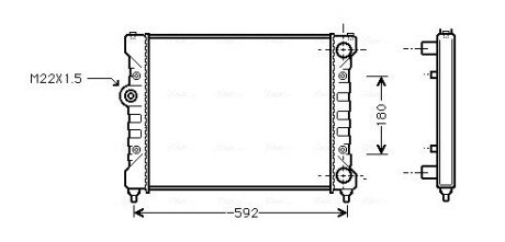 AVA VW Радіатор сист. охолодження Caddy II, Polo, Seat 1.6/1.8 AVA COOLING STA2024 (фото 1)