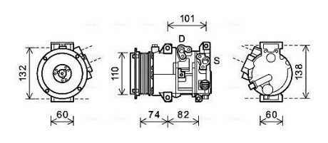 Компресор кондиціонера TOYOTA CAMRY (2006-) (AVA) AVA COOLING TOAK628