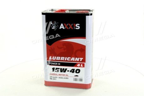 Олива моторн. 15w-40 Power M (Каністра 4л) Axxis AX-2044