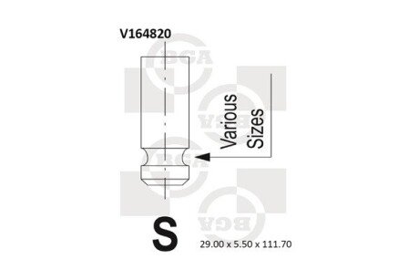 Клапан впуск. LANCER 1.6 03- BGA V164820