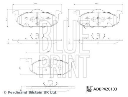 Комплект гальмівних колодок з 4 шт. дисків BLUE PRINT ADBP420133