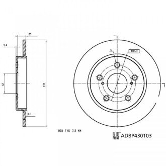 TOYOTA Гальмівний диск COROLLA 1.6 VVTi 19- BLUE PRINT ADBP430103 (фото 1)