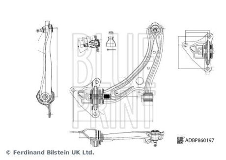 Важіль підвіски (передній) (L) Honda Insight/Jazz III 08- BLUE PRINT ADBP860197 (фото 1)