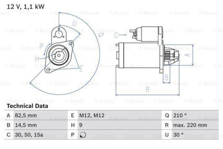 Стартер BOSCH 0986016330