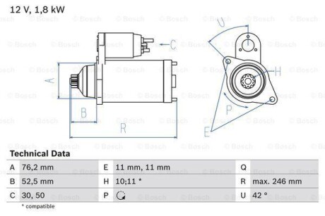 Стартер BOSCH 0986016980