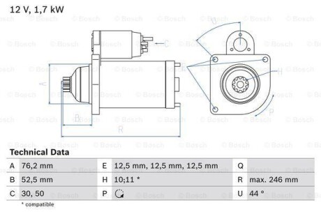 Стартер BOSCH 0986020250