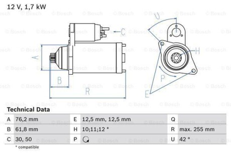 Стартер BOSCH 0986020260