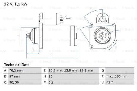 Стартер BOSCH 0986020330